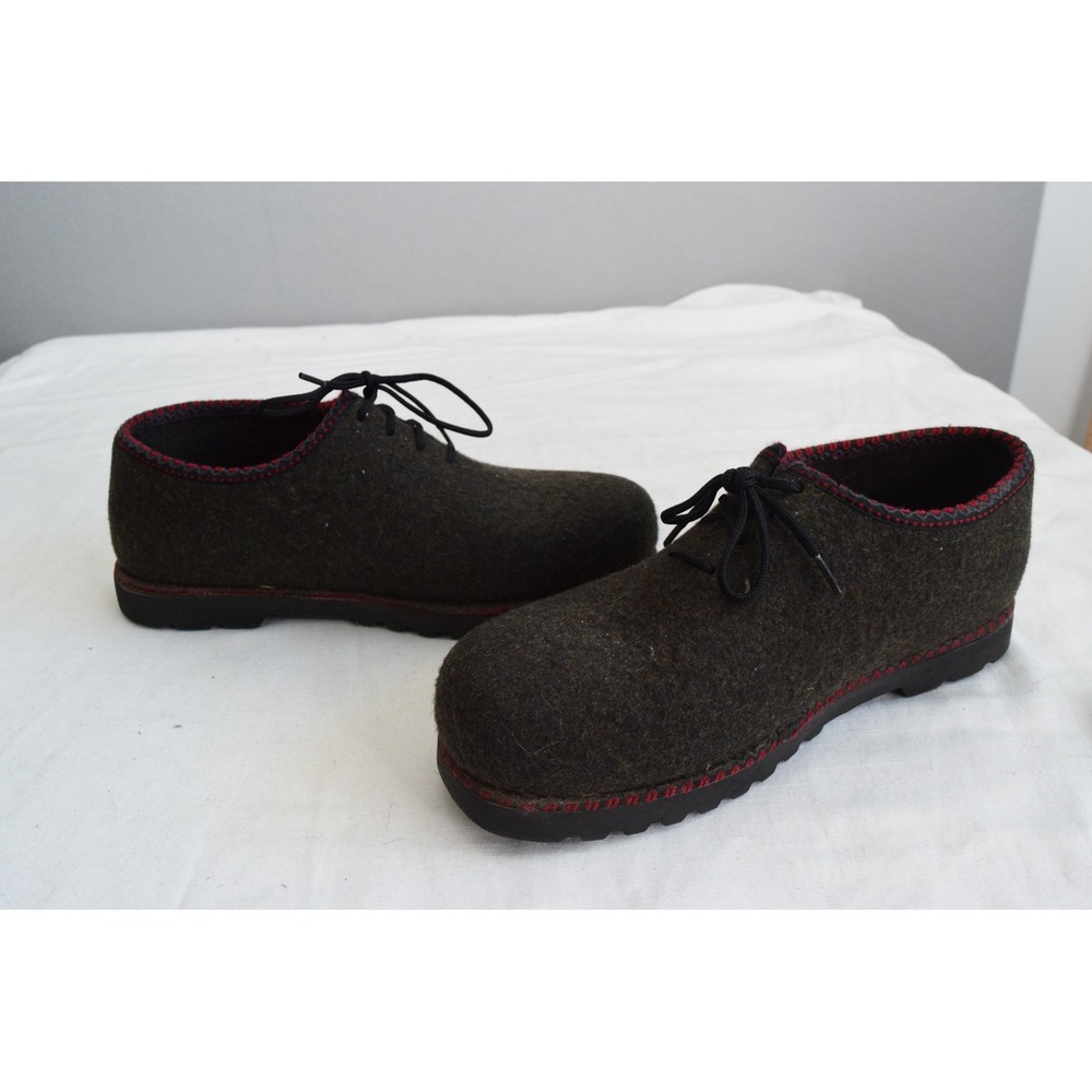 Wild n Wooly by Stegmann Shoes 10 Green Boiled Wool Lace Up Clogs Womens Comfort - Picture 5 of 7